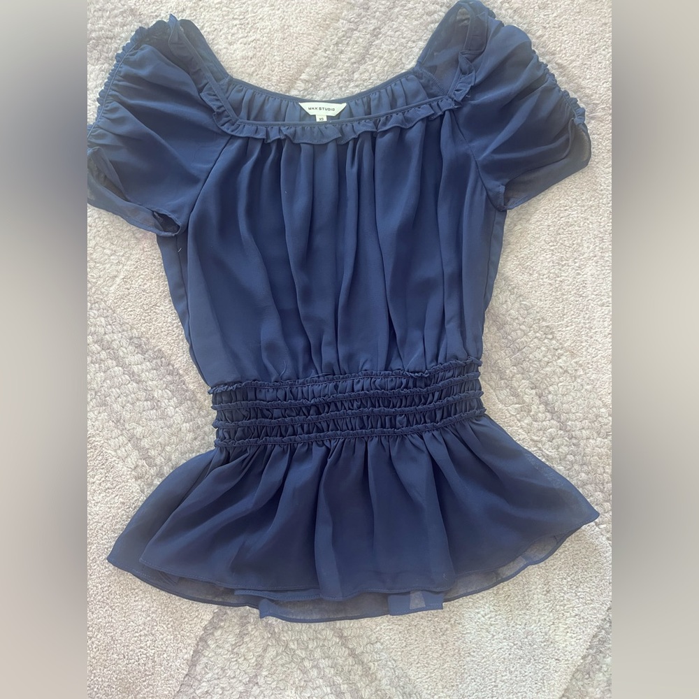 Elegant Navy Blue Women's Top